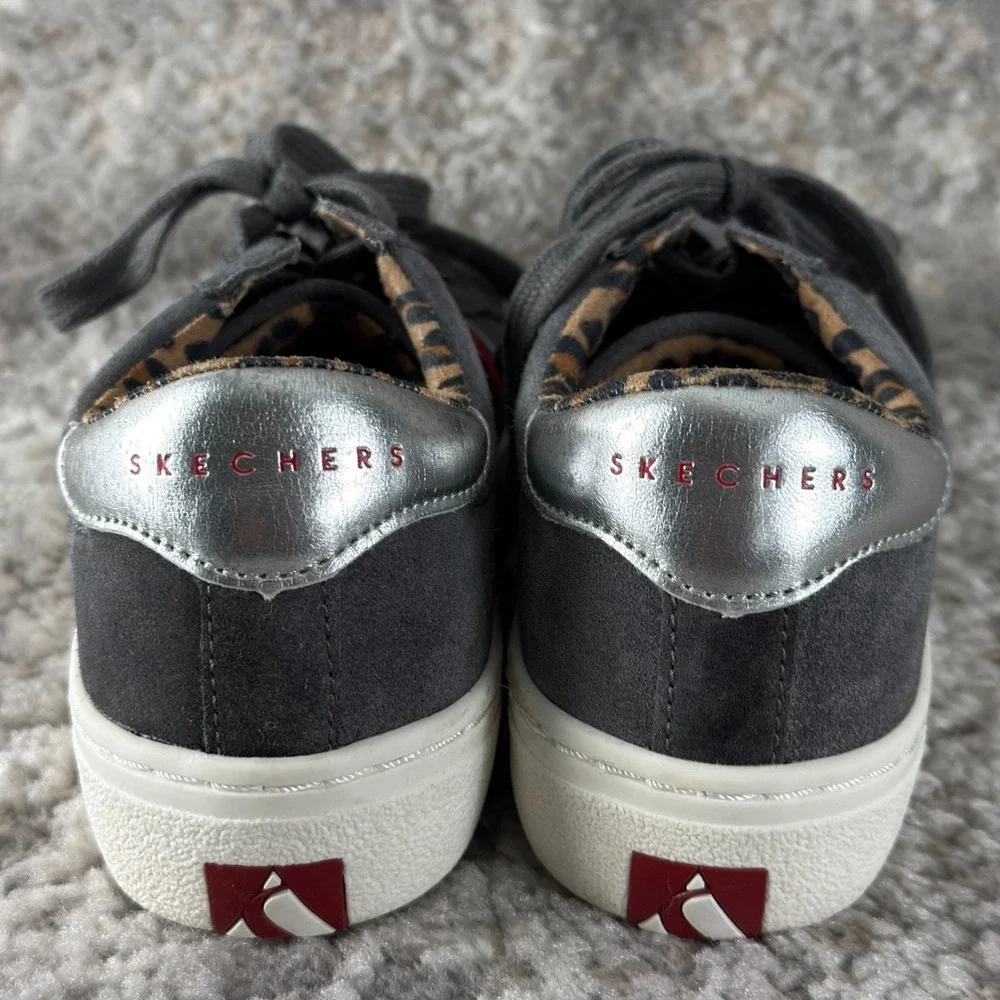 Skechers Size 7 Striped‎ Cheeta Print Sneakers Gray Lace Walking